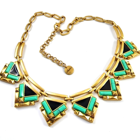 Stella & Dot Jewelry - Stella + Dot statement necklace green black art deco